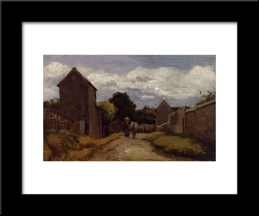 Male And Female Peasants On A Path Crossing The Countryside 20x24 Black Modern Wood Framed Art Print Poster by Pissarro, Camille