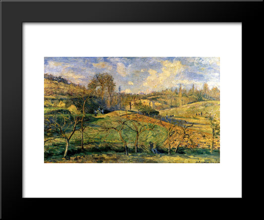 March Sun, Pontoise 20x24 Black Modern Wood Framed Art Print Poster by Pissarro, Camille