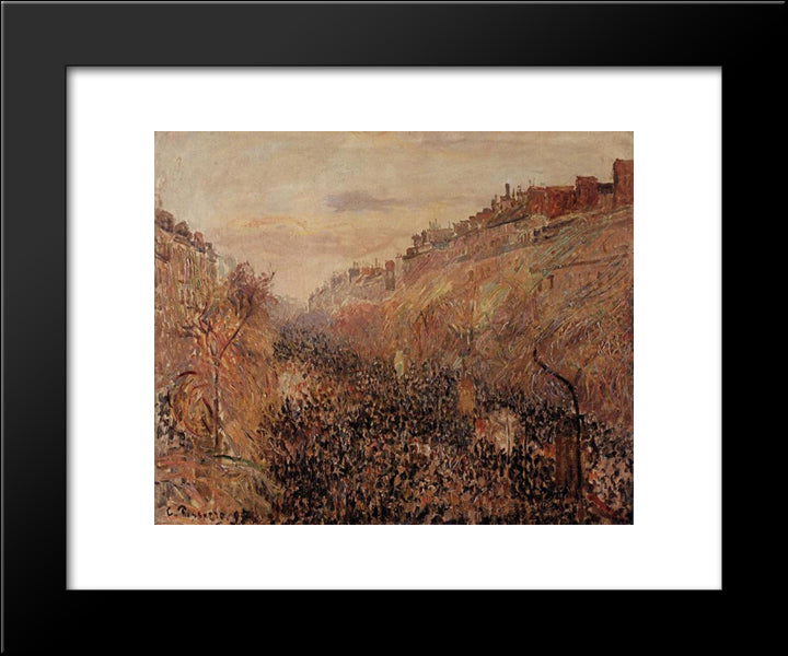 Mardi Gras, Sunset, Boulevard Montmartre 20x24 Black Modern Wood Framed Art Print Poster by Pissarro, Camille