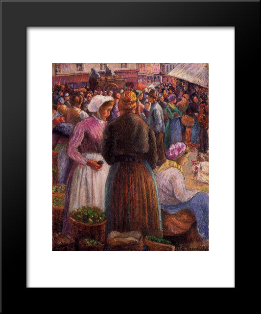 Market At Pontoise 20x24 Black Modern Wood Framed Art Print Poster by Pissarro, Camille