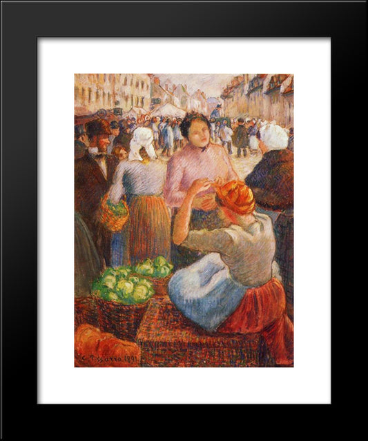 Marketplace, Gisors 20x24 Black Modern Wood Framed Art Print Poster by Pissarro, Camille