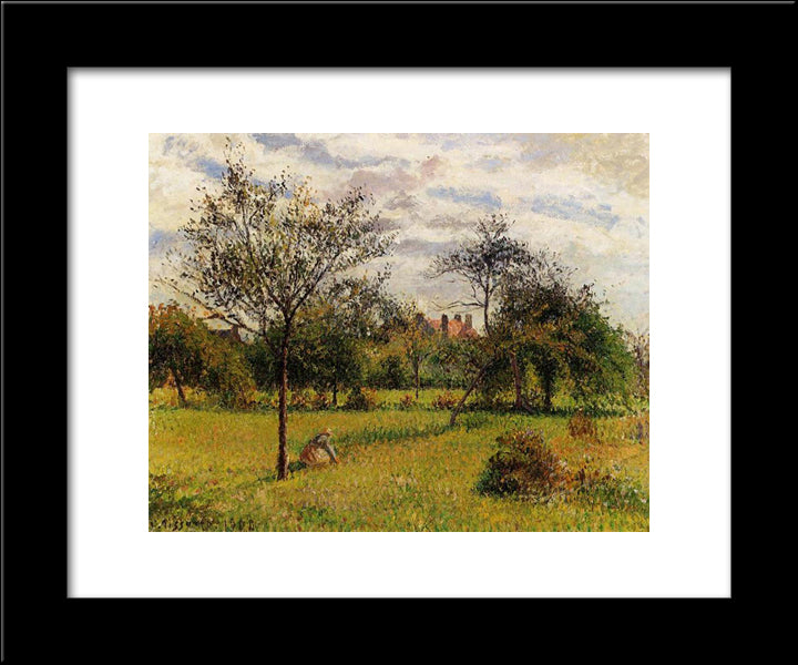 Morning, Autumn Sunlight, Eragny 20x24 Black Modern Wood Framed Art Print Poster by Pissarro, Camille