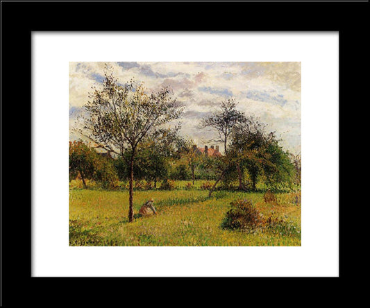 Morning, Autumn Sunlight, Eragny 20x24 Black Modern Wood Framed Art Print Poster by Pissarro, Camille