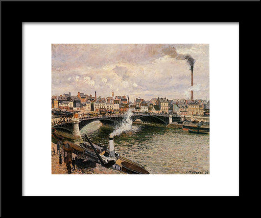 Morning, Overcast Day, Rouen 20x24 Black Modern Wood Framed Art Print Poster by Pissarro, Camille