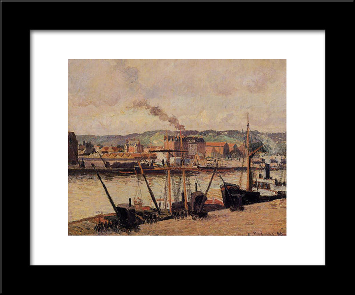 Morning, Rouen, The Quays 20x24 Black Modern Wood Framed Art Print Poster by Pissarro, Camille