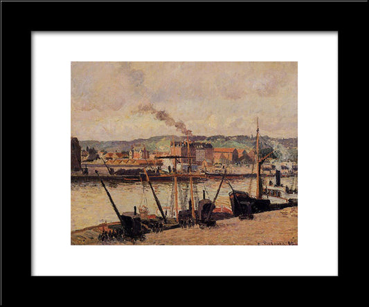 Morning, Rouen, The Quays 20x24 Black Modern Wood Framed Art Print Poster by Pissarro, Camille