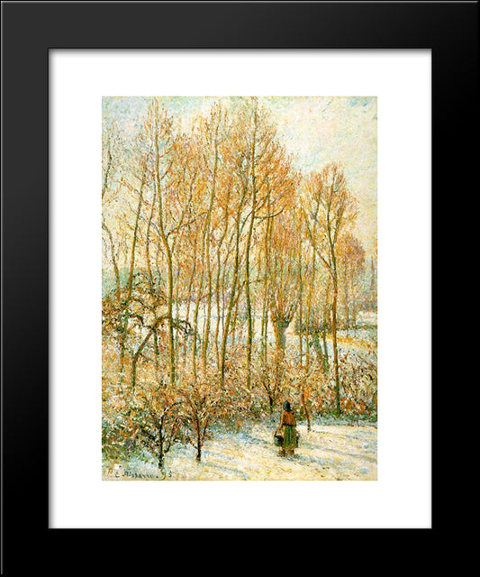 Morning Sunlighton The Snow, Eragny-Sur-Epte 20x24 Black Modern Wood Framed Art Print Poster by Pissarro, Camille