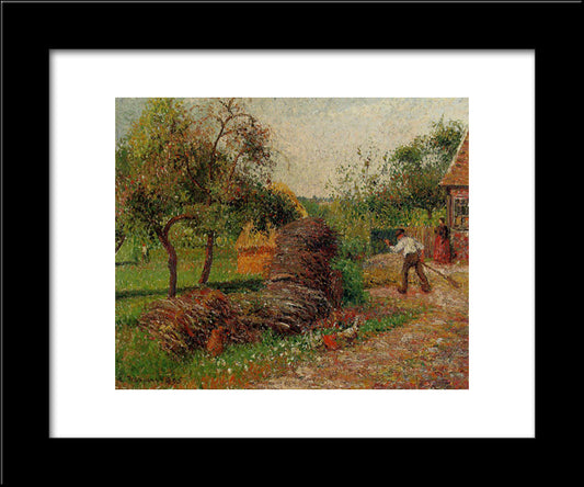 Mother Lucien'S Yard 20x24 Black Modern Wood Framed Art Print Poster by Pissarro, Camille