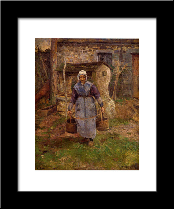 Mother Presle, Montfoucault 20x24 Black Modern Wood Framed Art Print Poster by Pissarro, Camille