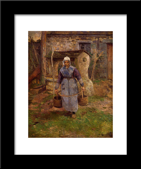 Mother Presle, Montfoucault 20x24 Black Modern Wood Framed Art Print Poster by Pissarro, Camille