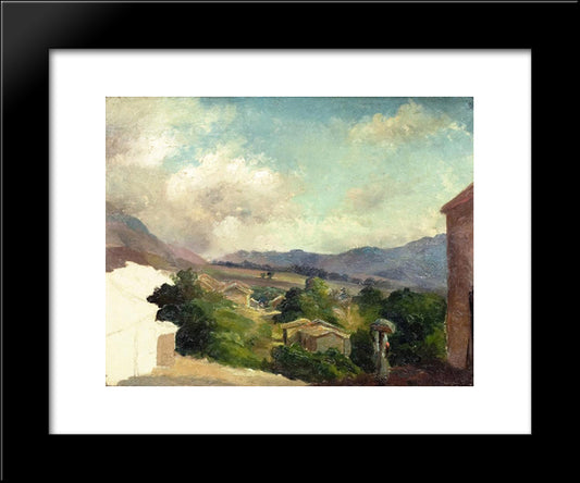 Mountain Landscape At Saint Thomas, Antilles (Unfinished) 20x24 Black Modern Wood Framed Art Print Poster by Pissarro, Camille