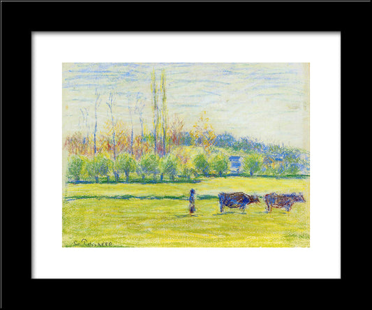 Near Eragny 20x24 Black Modern Wood Framed Art Print Poster by Pissarro, Camille