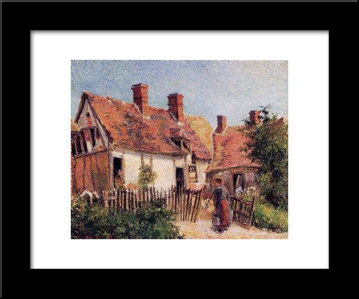 Old Houses At Eragny 20x24 Black Modern Wood Framed Art Print Poster by Pissarro, Camille