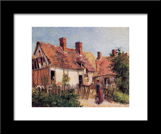Old Houses At Eragny 20x24 Black Modern Wood Framed Art Print Poster by Pissarro, Camille