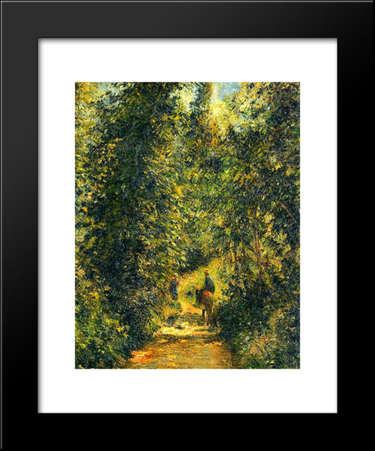 Path Under The Trees, Summer 20x24 Black Modern Wood Framed Art Print Poster by Pissarro, Camille