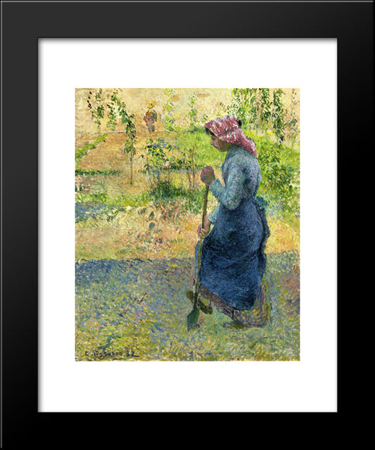 Paysanne Couchant 20x24 Black Modern Wood Framed Art Print Poster by Pissarro, Camille