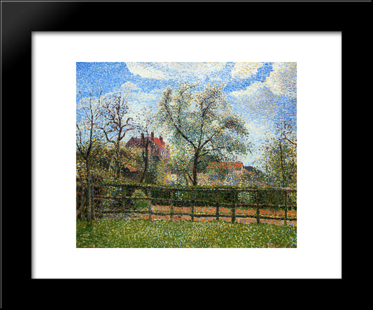 Pear Trees And Flowers At Eragny, Morning 20x24 Black Modern Wood Framed Art Print Poster by Pissarro, Camille