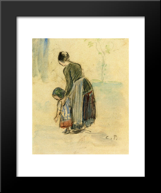 Peasant And Child 20x24 Black Modern Wood Framed Art Print Poster by Pissarro, Camille