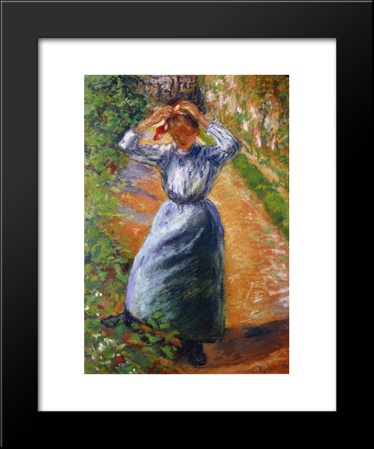 Peasant Donning Her Marmotte 20x24 Black Modern Wood Framed Art Print Poster by Pissarro, Camille