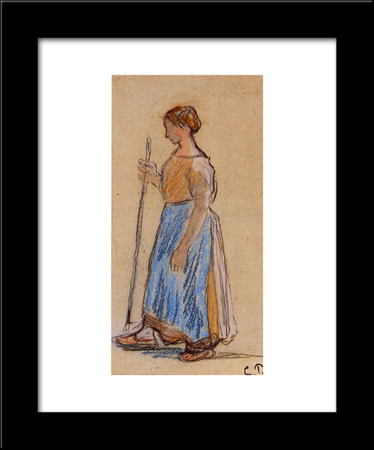 Peasant Woman 20x24 Black Modern Wood Framed Art Print Poster by Pissarro, Camille