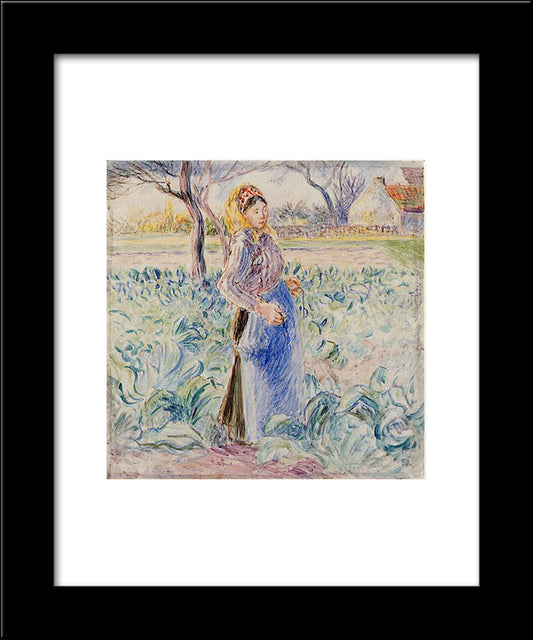 Peasant Woman In A Cabbage Patch 20x24 Black Modern Wood Framed Art Print Poster by Pissarro, Camille