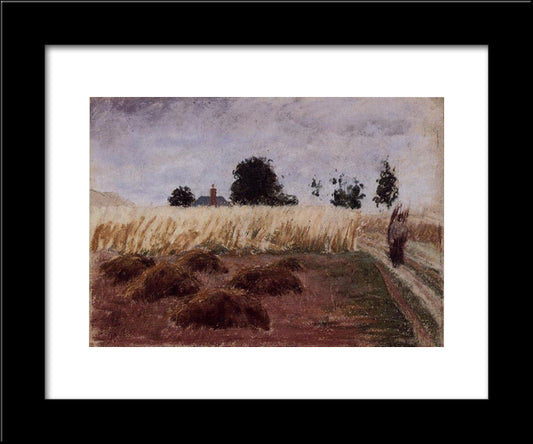 Peasant Woman On A Country Road 20x24 Black Modern Wood Framed Art Print Poster by Pissarro, Camille