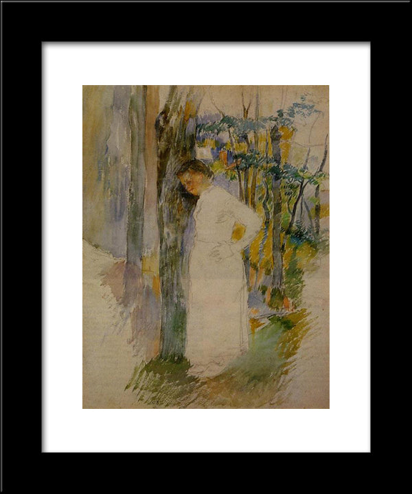 Peasant Woman Standing Next To A Tree 20x24 Black Modern Wood Framed Art Print Poster by Pissarro, Camille