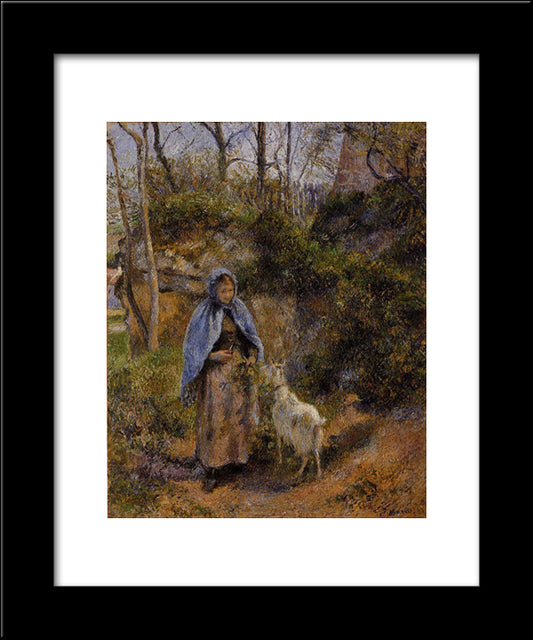 Peasant Woman With A Goat 20x24 Black Modern Wood Framed Art Print Poster by Pissarro, Camille