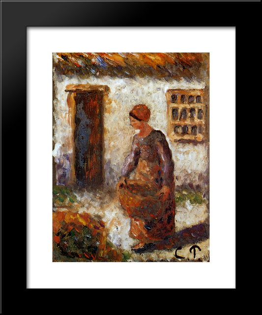 Peasant Woman With Basket 20x24 Black Modern Wood Framed Art Print Poster by Pissarro, Camille