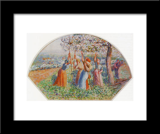 Peasants Planting Pea Sticks (Also Known As Peasants Planting In The Field) 20x24 Black Modern Wood Framed Art Print Poster by Pissarro, Camille