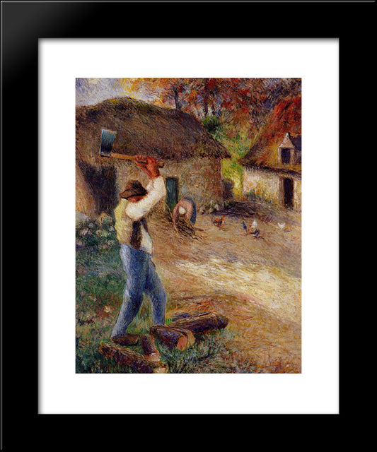 Pere Melon Cutting Wood 20x24 Black Modern Wood Framed Art Print Poster by Pissarro, Camille
