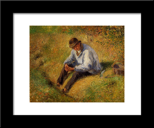 Pere Melon Resting 20x24 Black Modern Wood Framed Art Print Poster by Pissarro, Camille
