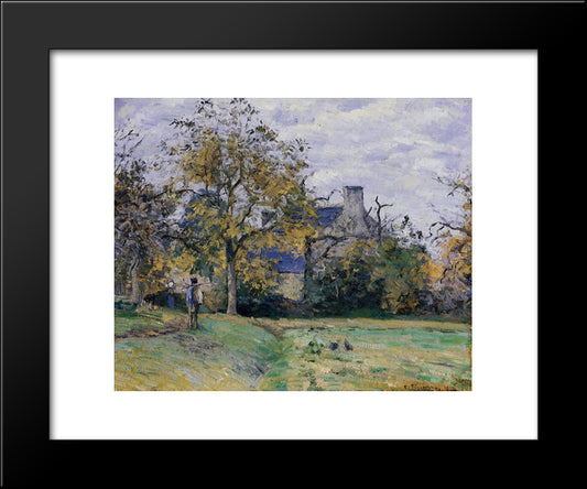 Piette'S Home On Montfoucault 20x24 Black Modern Wood Framed Art Print Poster by Pissarro, Camille
