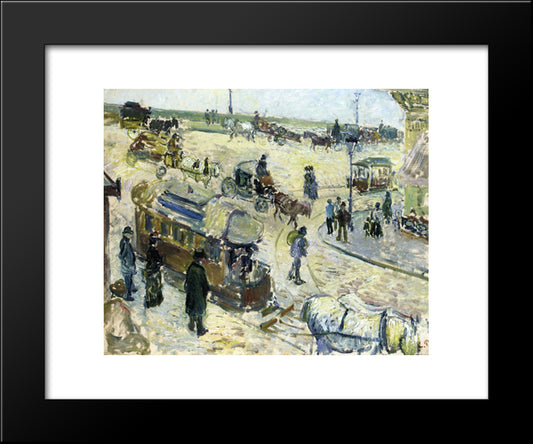 Place De La Republique, Rouen (With Tramway) 20x24 Black Modern Wood Framed Art Print Poster by Pissarro, Camille