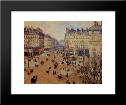 Place Du Theatre Francais, Afternoon Sun In Winter 20x24 Black Modern Wood Framed Art Print Poster by Pissarro, Camille