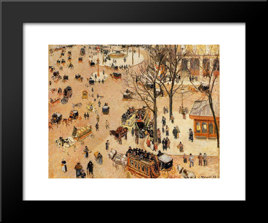 Place Du Theatre Francais 20x24 Black Modern Wood Framed Art Print Poster by Pissarro, Camille