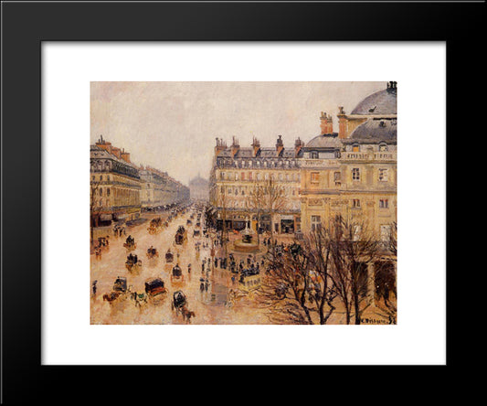 Place Du Theatre Francais Rain Effect 20x24 Black Modern Wood Framed Art Print Poster by Pissarro, Camille