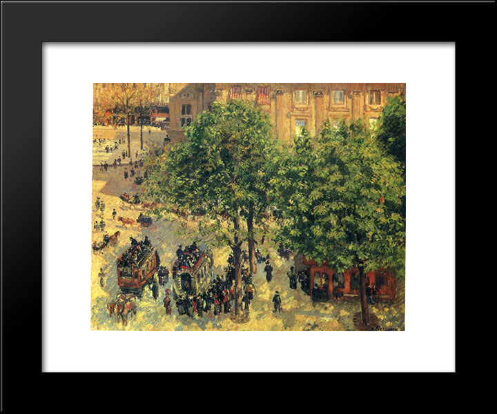 Place Du Theatre-Francais, Spring 20x24 Black Modern Wood Framed Art Print Poster by Pissarro, Camille