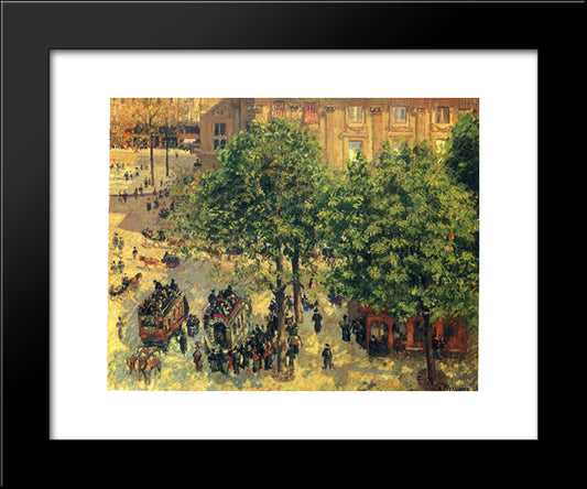 Place Du Theatre-Francais, Spring 20x24 Black Modern Wood Framed Art Print Poster by Pissarro, Camille