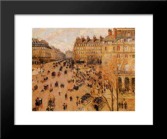 Place Du Thretre Francais Sun Effect 20x24 Black Modern Wood Framed Art Print Poster by Pissarro, Camille
