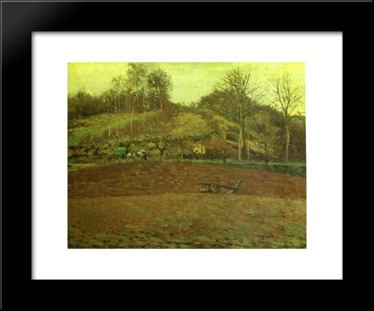 Ploughland 20x24 Black Modern Wood Framed Art Print Poster by Pissarro, Camille