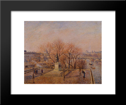 Pont Neuf, The Statue Of Henri Iv, Sunny Weather, Morning 20x24 Black Modern Wood Framed Art Print Poster by Pissarro, Camille