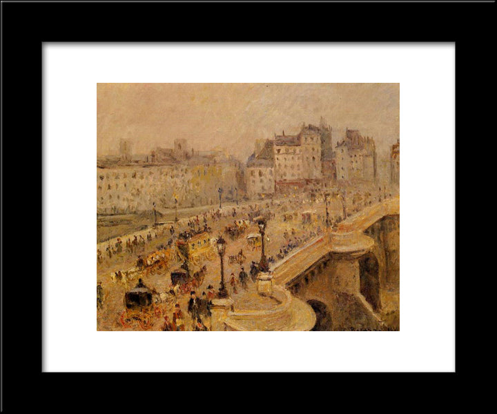 Pont Neuf Fog 20x24 Black Modern Wood Framed Art Print Poster by Pissarro, Camille