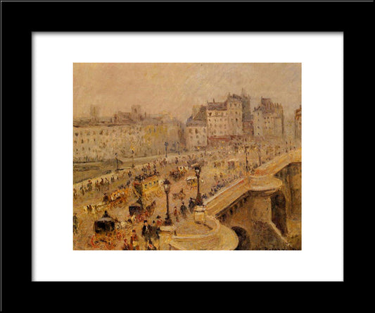 Pont Neuf Fog 20x24 Black Modern Wood Framed Art Print Poster by Pissarro, Camille