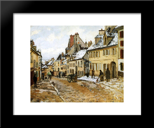 Pontoise, The Road To Gisors In Winter 20x24 Black Modern Wood Framed Art Print Poster by Pissarro, Camille