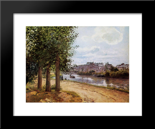 Pontoise Banks Of The Oise 20x24 Black Modern Wood Framed Art Print Poster by Pissarro, Camille
