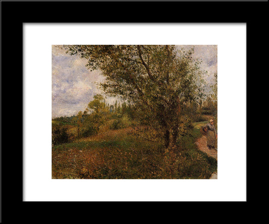 Pontoise Landscape, Through The Fields 20x24 Black Modern Wood Framed Art Print Poster by Pissarro, Camille