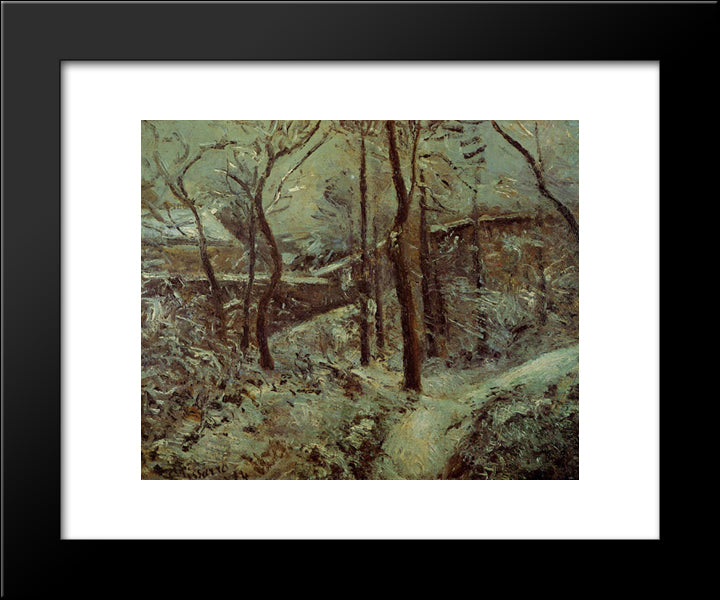 Poor Footpath, Pontoise, Snow Effect 20x24 Black Modern Wood Framed Art Print Poster by Pissarro, Camille