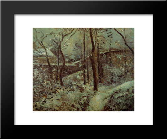 Poor Footpath, Pontoise, Snow Effect 20x24 Black Modern Wood Framed Art Print Poster by Pissarro, Camille