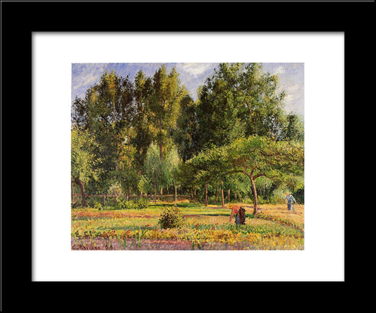 Poplars, Afternoon In Eragny 20x24 Black Modern Wood Framed Art Print Poster by Pissarro, Camille
